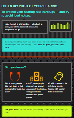 To protect your hearing, use earplugs — and try to avoid loud noises.